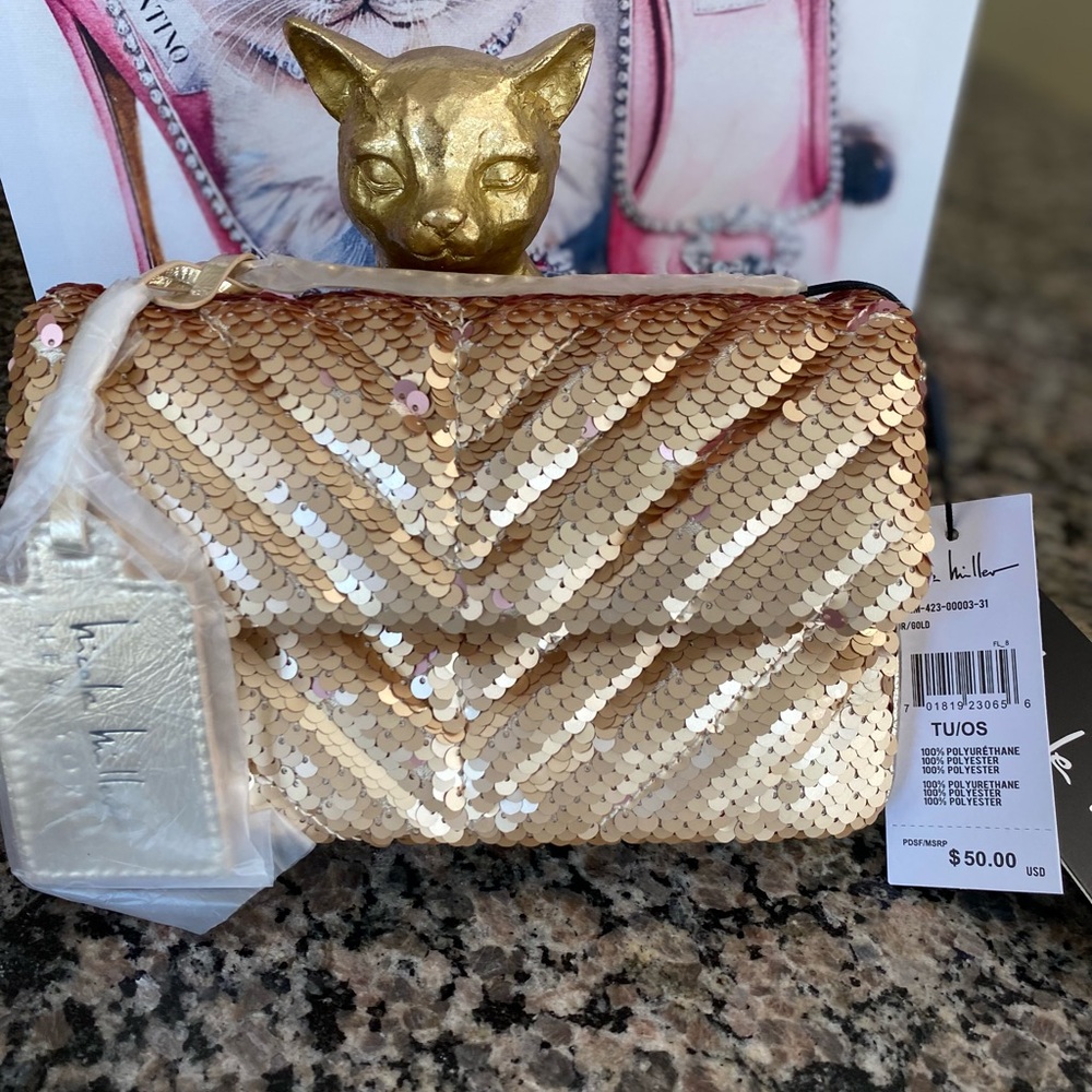 Nicole Miller Shimmering Gold Sequin Bag